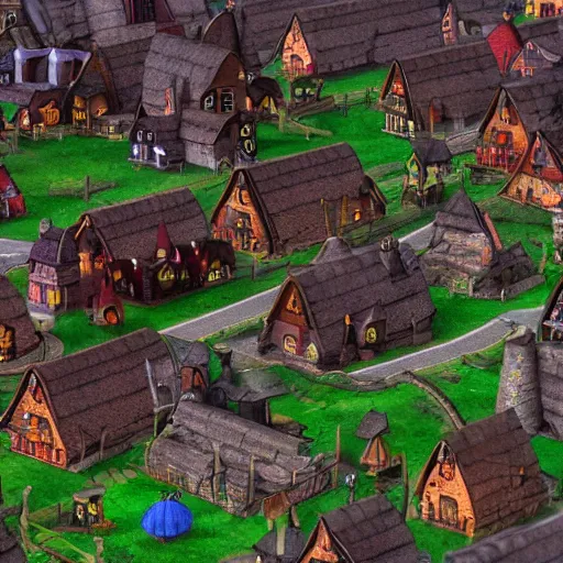 Prompt: wizard village 4k