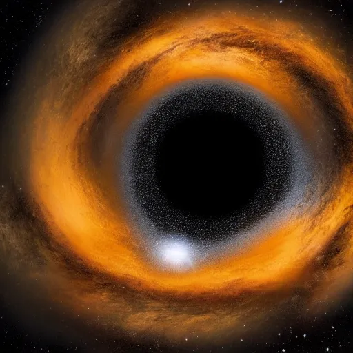 Prompt: hyper-realistic photo of a supermassive black hole absorbing the universe