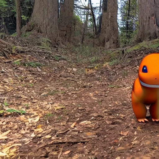 Prompt: trail cam footage of charmander