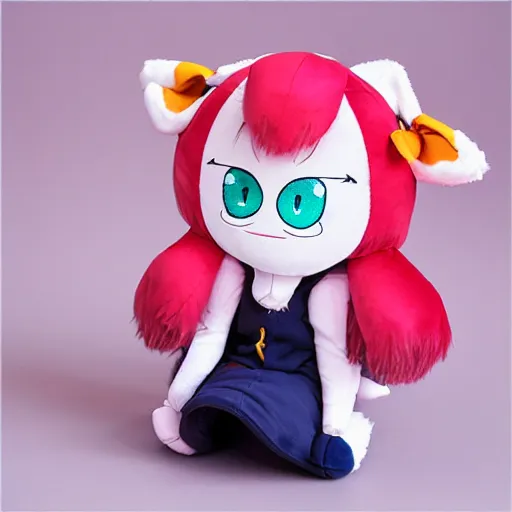 Prompt: cute fumo plush of a girl who can bend time, kemono girl