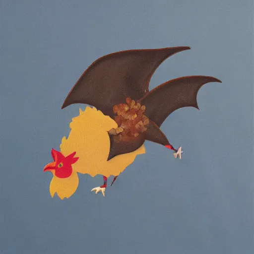 Prompt: ( chicken + bat ) flying