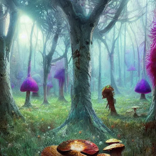 Prompt: psychedelic trip mushrooms geog darrow greg rutkowski