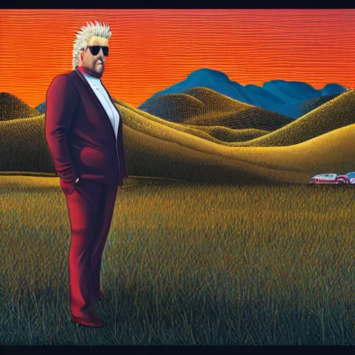 Prompt: Guy Fieri in a suit landscape by Casey Weldon, Maciej Kuciara, 8k ultra high definition, upscaled, perfect composition , golden ratio, image credit nat geo