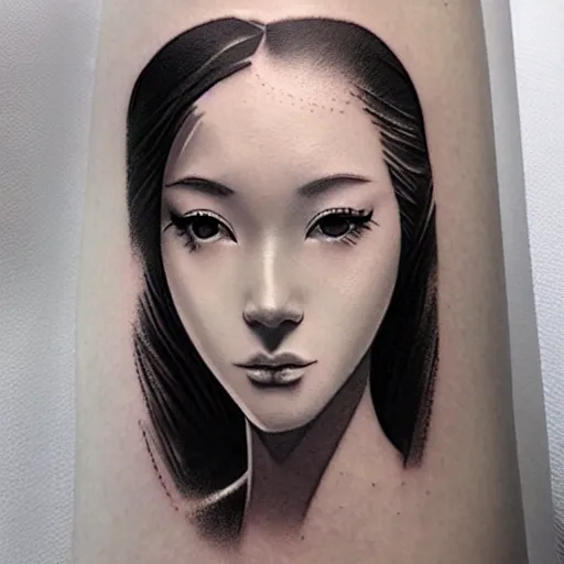 Prompt: tattoo design, stencil, traditional Japanese, beautiful portrait of a girl by artgerm, artgerm, digital art