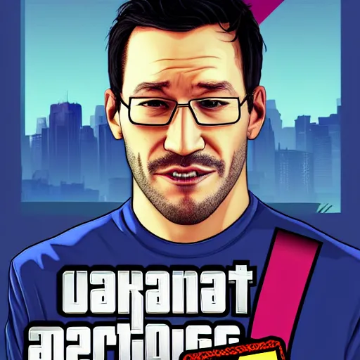 Prompt: portrait of Markiplier, GTA V cover art