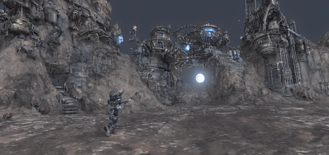 Image similar to moon is protodoom steelcog tribe fog, coherent, detailed, intricate, fusion, 8 k resolution