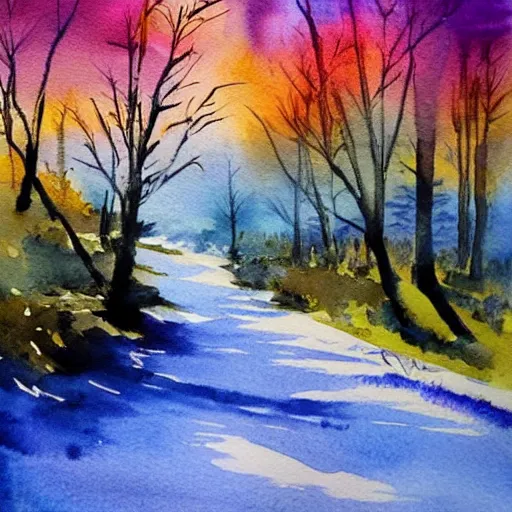 Prompt: watercolor painting landscape