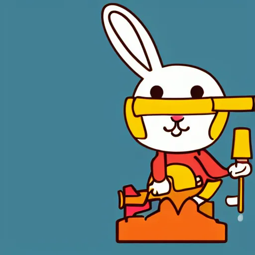 Image similar to simple illustration of a rabbit riding a jackhammer