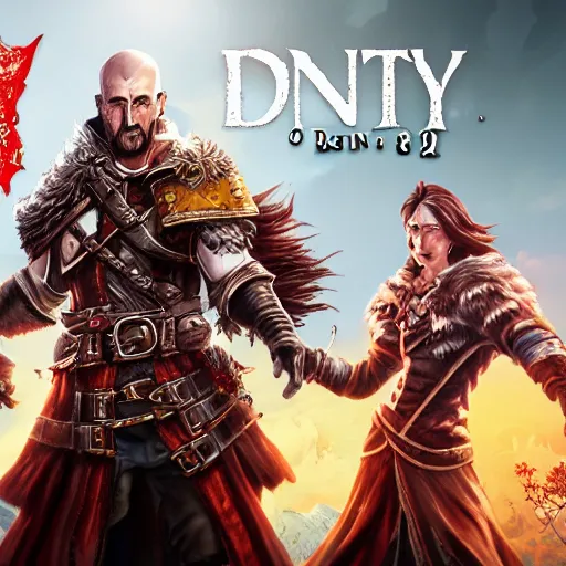 Image similar to box art divinity original sin 2 text, 8 k detailed digital art masterpiece