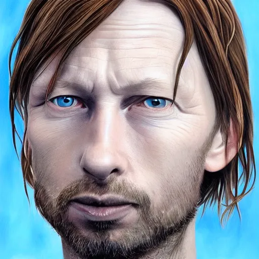 Image similar to Caricature portraits done of a young Thom Yorke, realistic, hyperrealistic, very realistic, highly detailed, very detailed, extremely detailed, detailed, oil painting, digital art, trending on artstation