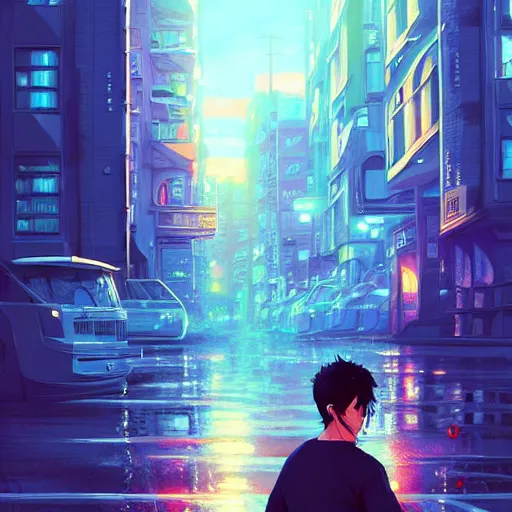 Prompt: Paul Wesley, city background, intricate, highly detailed, digital painting, artstation, official media, anime key visual, concept art, rich vivid colors, ambient lighting, sharp focus, illustration, art by Artgerm, Makoto Shinkai, Ilya Kuvshinov, Lois Van Baarle, and Rossdraws