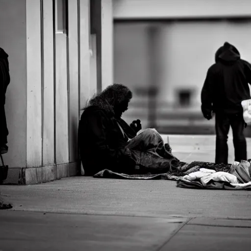 Prompt: photograph by a photojournalist representing the homeless crisis in america in 2 0 2 2