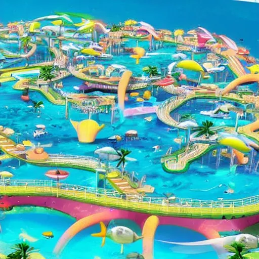 Image similar to Extremely cute!!! dolphin city, designed by dolphins, ran by dolphins