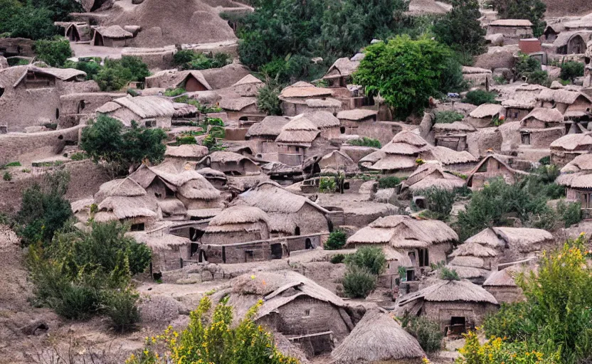 Image similar to an adobe village, on top of a mountain, photography