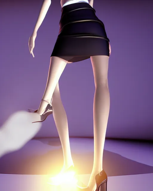 Image similar to an anthropromorphic rtx 1 0 8 0 graphics card wearing a miniskirt and high heels, photorealistic atmospheric sensual lighting