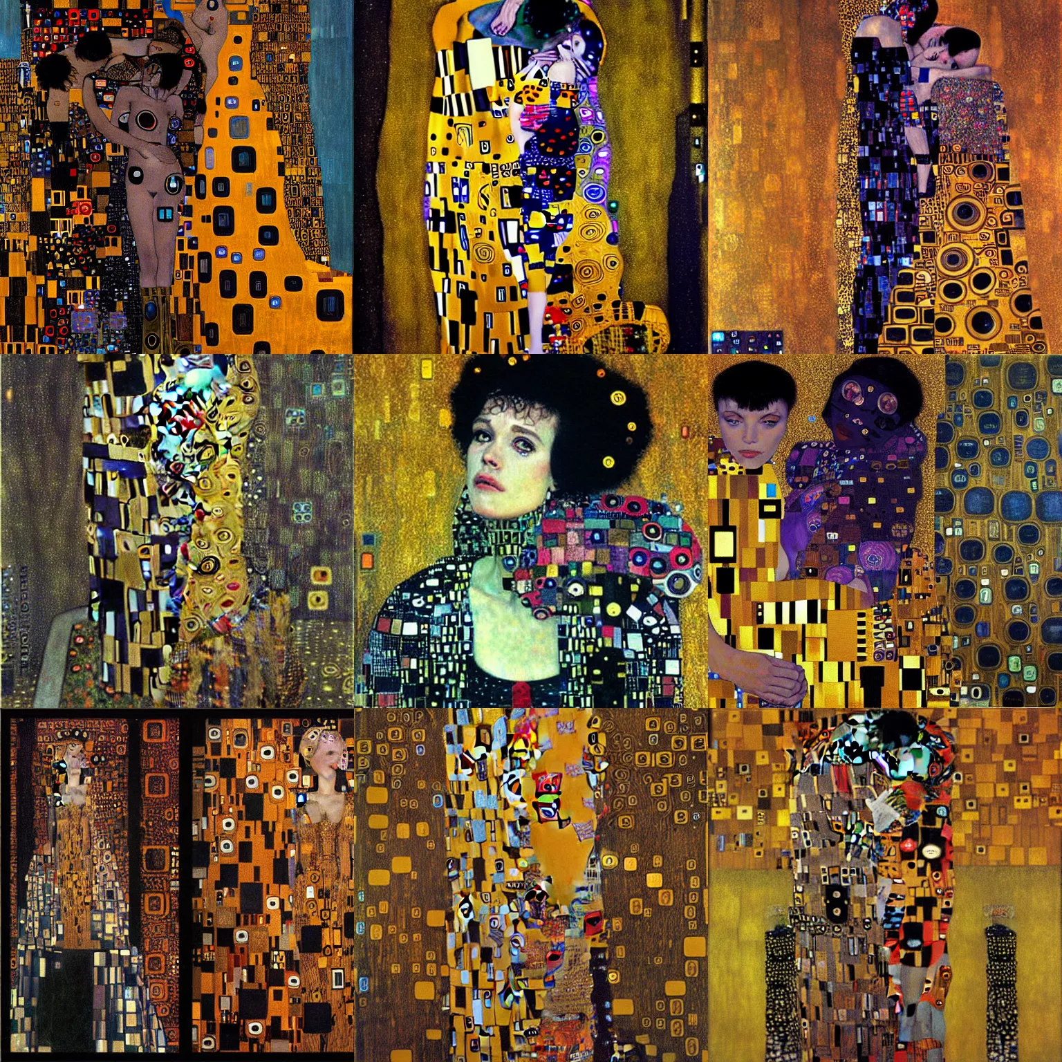 Prompt: Cyberpunk art by Gustav Klimt