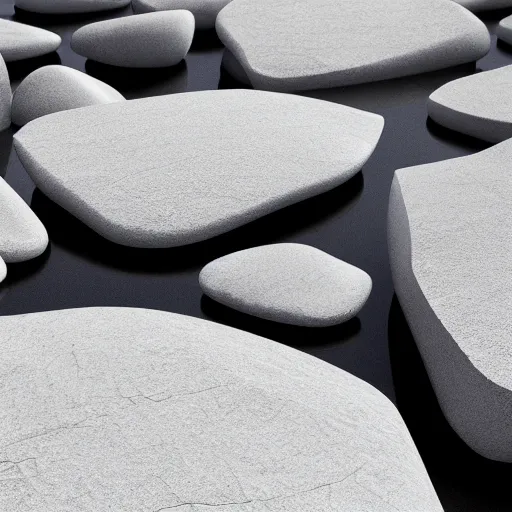 Image similar to white zen clean modern minimalist japanese rock garden with beautiful rocks by peter tarka in an ivory room well contoured smooth fair walls, up close shot, sharp focus, zen, clean, modern minimalist, zaha hadid octane highly render, 4 k, ultra hd,