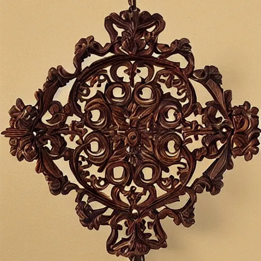 Image similar to ornate carved wood ornaments depicting floral arrangements