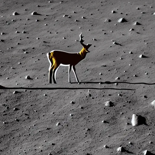 Prompt: deer on the moon