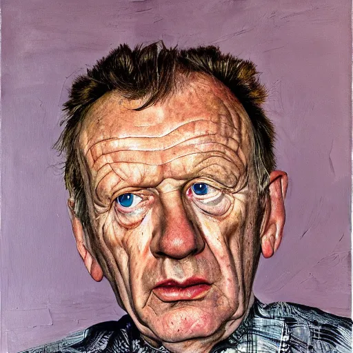 Image similar to high quality high detail painting by lucian freud, hd, portrait of antony hopkins
