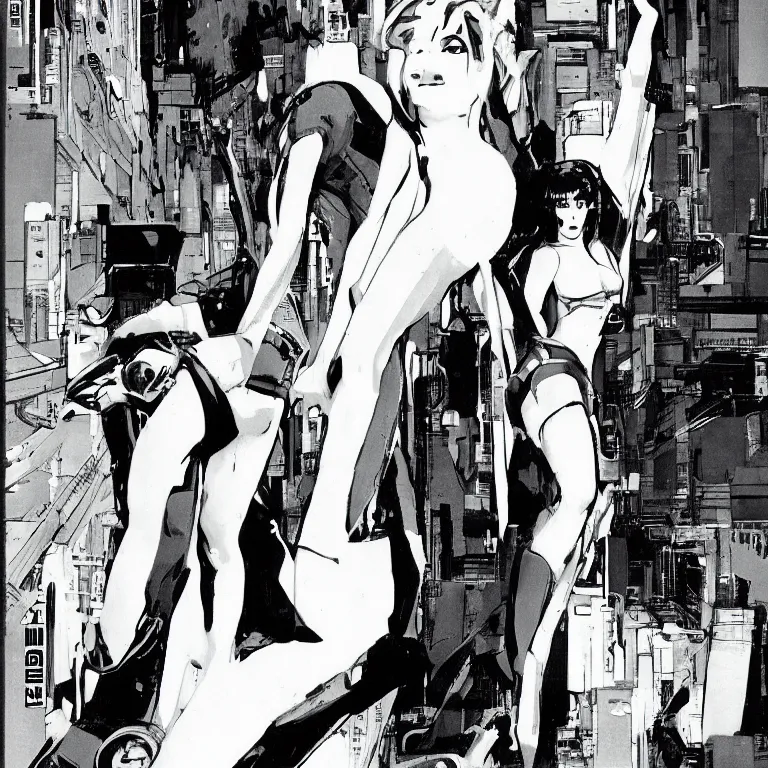 Image similar to scifi Ghost in the Shell by Robert McGinnis, pulp comic style, circa 1958, photorealism