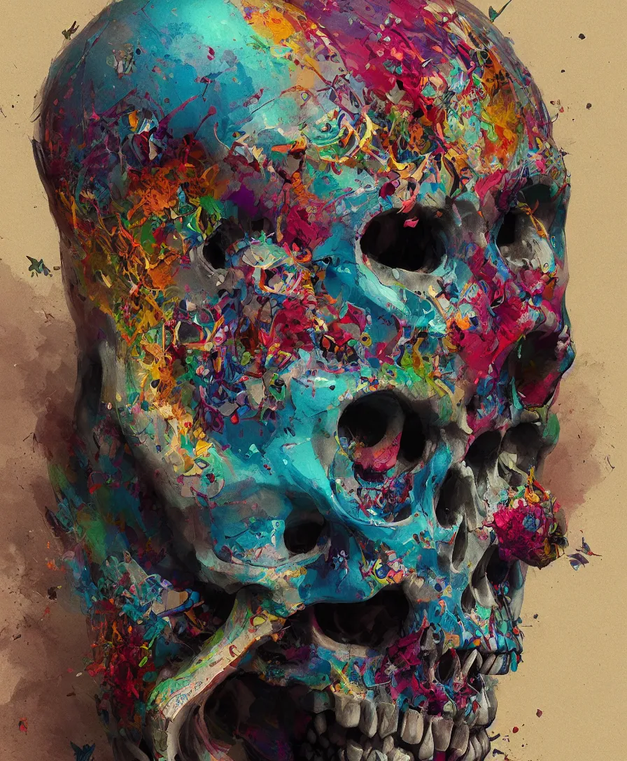 Prompt: colorful skull clown, intricate, elegant, highly detailed, digital painting, artstation, concept art, sharp focus, illustration, vibrante colors, art by Greg rutkowski