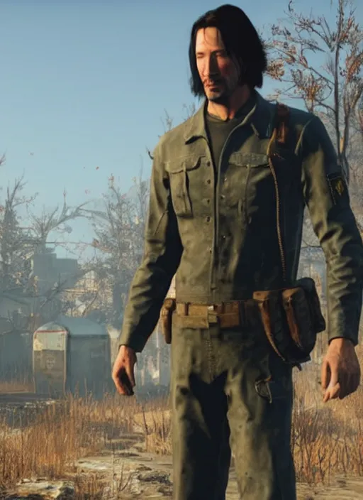 Prompt: keanu reeves in fallout 4