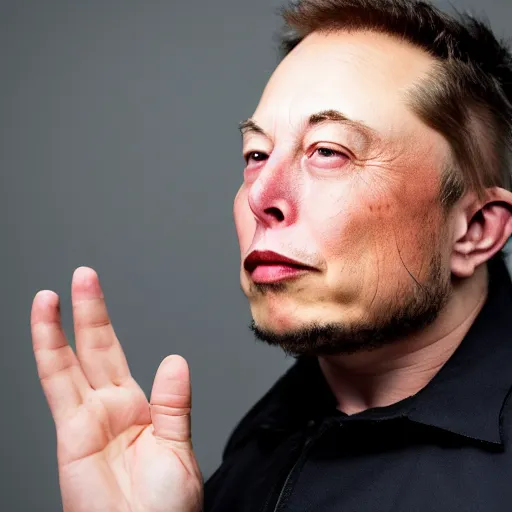 Image similar to a man covering his ears with his hands because of a loud noise, who is elon musk