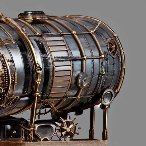 Image similar to steampunk airship, Canon DSLR 35mm 8k product photo