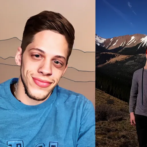 Image similar to pete davidson in colorado mountains in the background