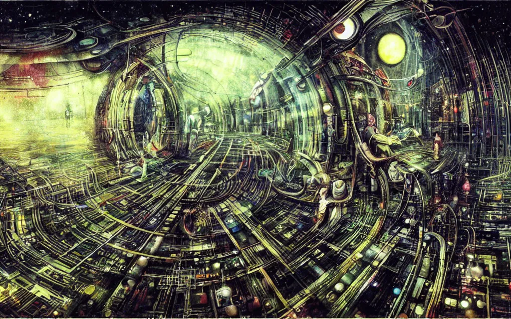 Prompt: a techno - spirit futurist cybernetic ecosystem, future perfect, award winning digital art by santiago caruso and alan bean, sharp bright colors