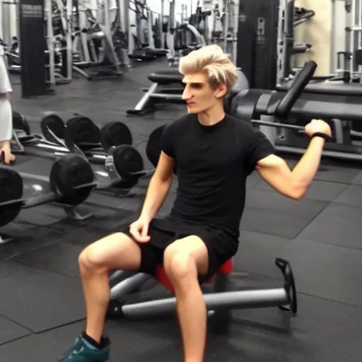 Image similar to XQC as gigachad at the gym