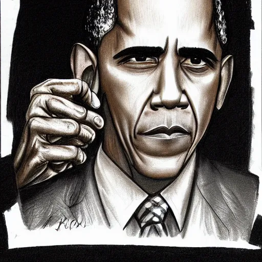 Image similar to creepy criminal police sketch of obama, uncanny!!!