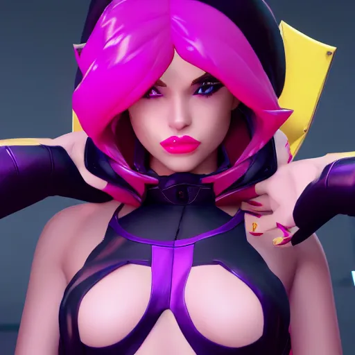 Image similar to still of pretty KDA More Miss Fortune (wild rift) close up in KDA More music video. 3d render, octane render, game art, realistic, highly detailed, trending on artstation, 4k, trending on artstation