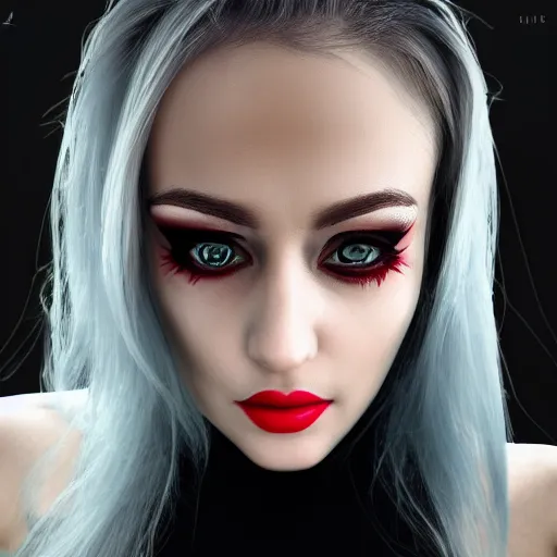 Image similar to Selfie of The Most Beautiful Woman in the world with alt clothing and alt makeup, trending on artstation, 4k, 8k, photorealistic imagery, fisheye lens