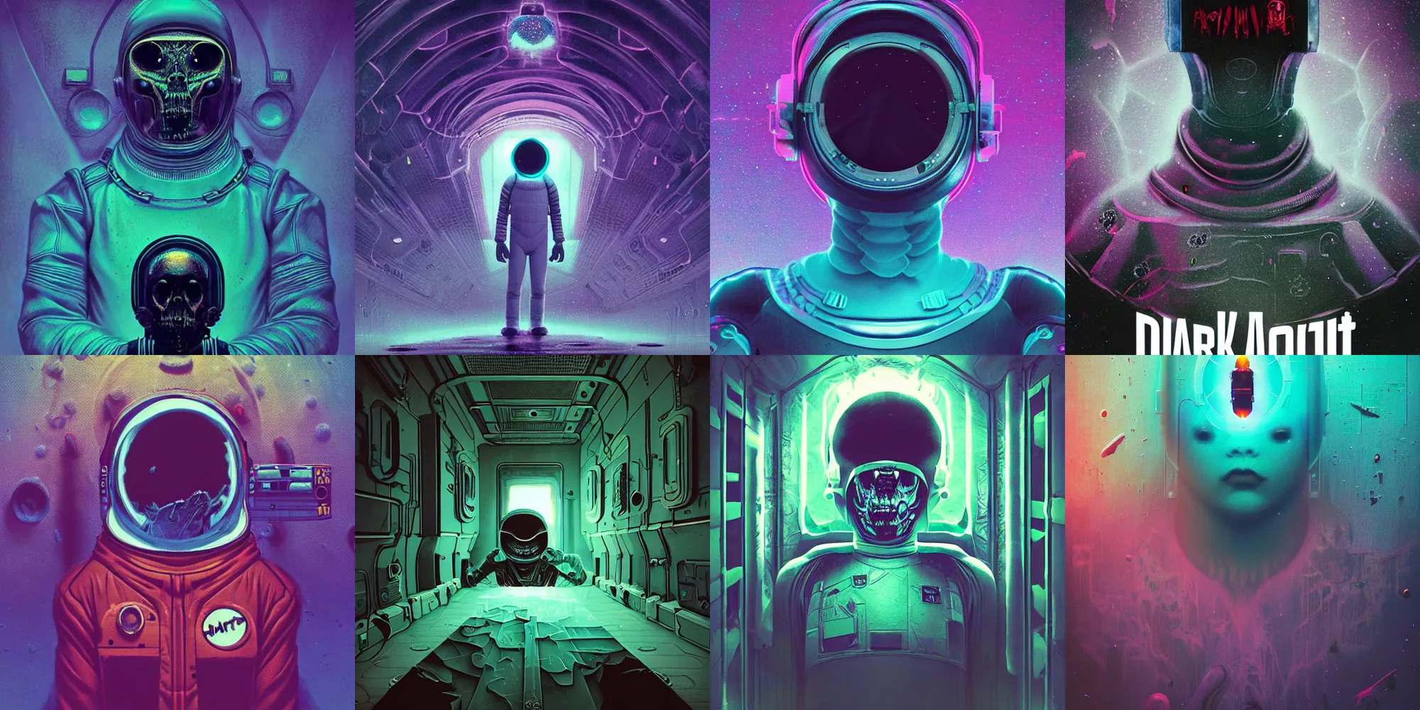 Prompt: dark astronaut, horror poster 9 0 s, cosmic horror, abstract, ghostly, arcade, duotone, poltergeist, lets get weird, intricate, elegant, highly detailed, artstation, smooth, sharp focus, unreal engine 5, raytracing, art by beeple and mike winkelmann, ultraviolet colors,