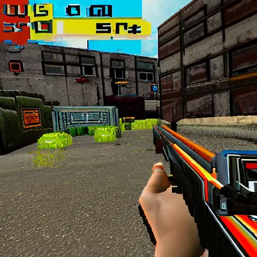 Image similar to og early fps shooter style homage 90s shooter early 2000s