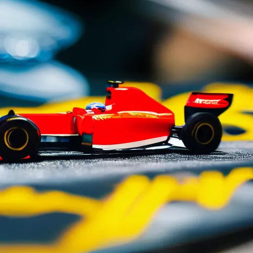 Image similar to photograph, formula 1, monaco, hot wheels, macro, bokeh