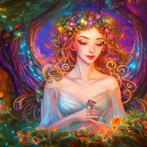 Image similar to Goddess of fairies, ambient lighting, 4k, josephine wall, lois van baarle, ilya kuvshinov, rossdraws, artstation