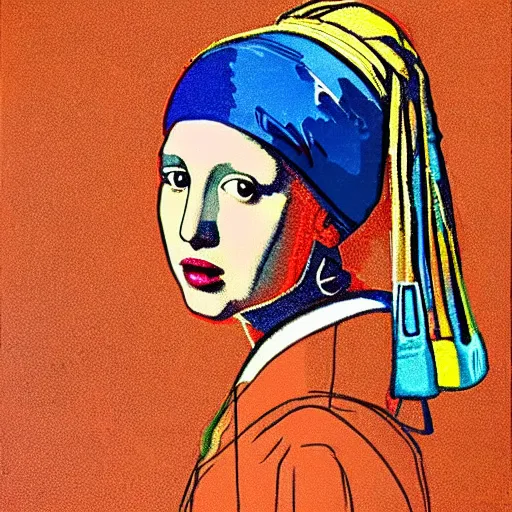 Prompt: Girl With a Pearl Earring by Andy Warhol