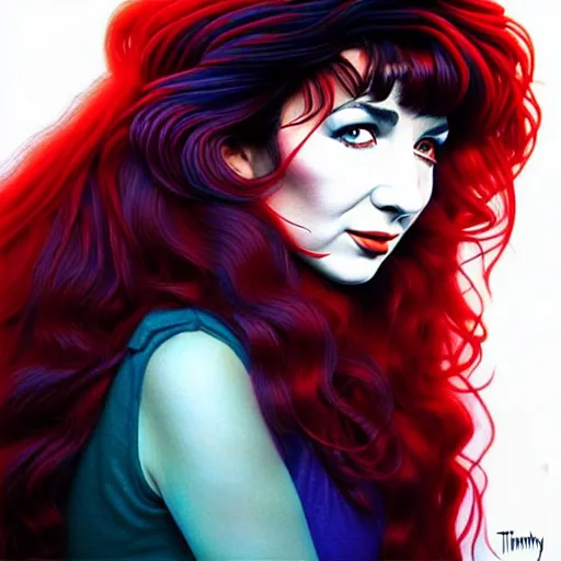 Image similar to richly detailed color illustration of kate bush illustrated by artgerm and mina petrovic and timothy kong and marina federovna. 3 d shadowing