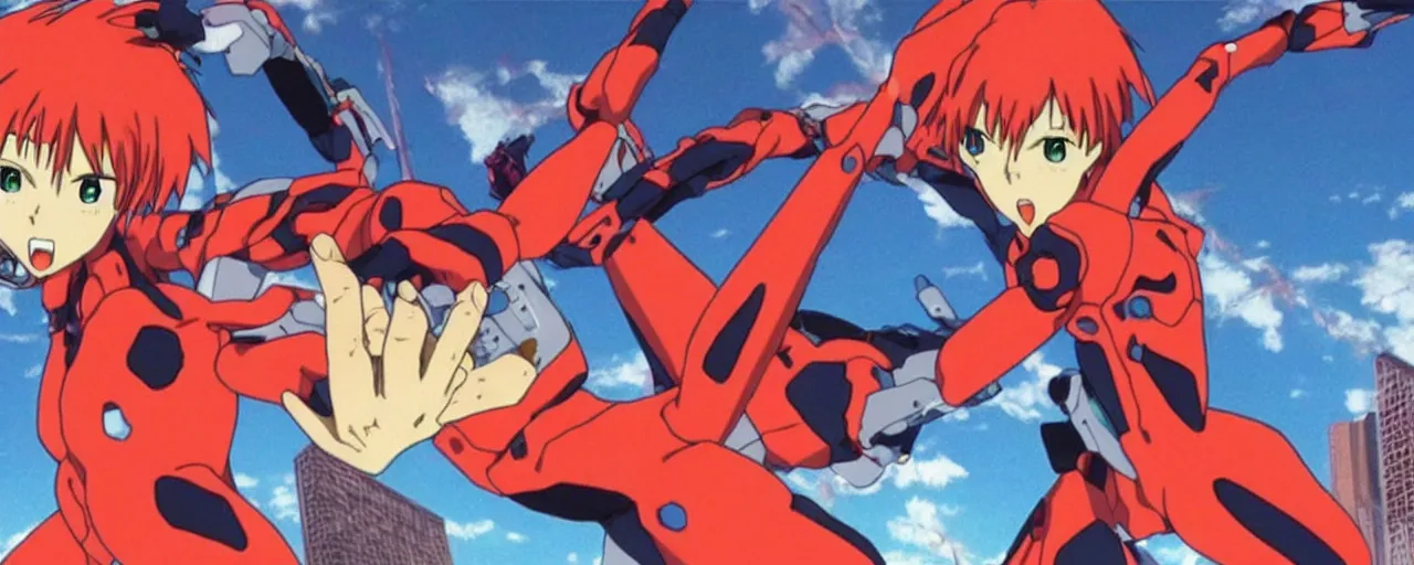 Image similar to “Asuka fighting in Evangelion.”