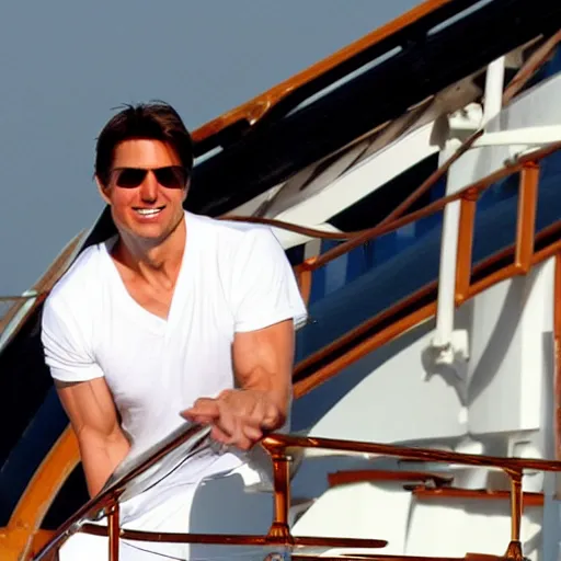 Prompt: tom cruise cruising on a cruise ship