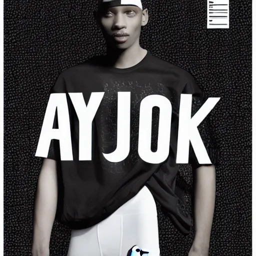 Image similar to black on white editorial cover for nike in style of david rudnick, acid, y 2 k