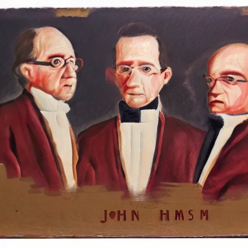 Prompt: painting of three John hamms , each in a different style