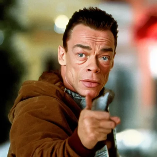 Image similar to Jean CLAUDE Van Damme starring as Kevin McAllister in Home alone