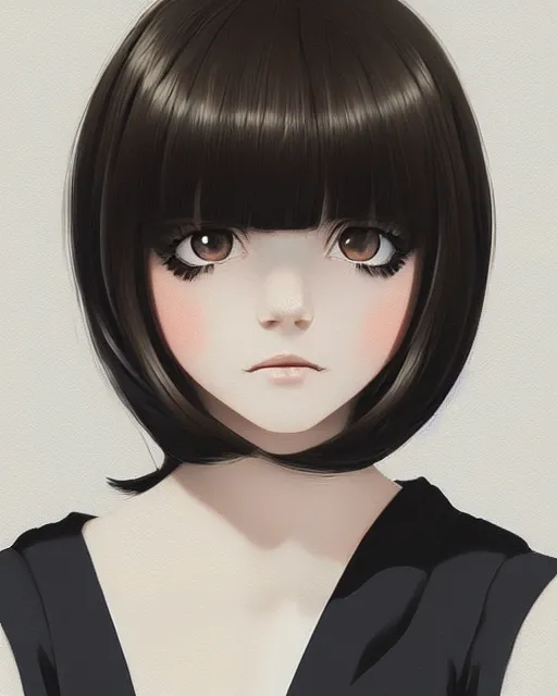 Prompt: a centered portrait of a beautiful nervous girl, by ilya kuvshinov. 7 0 mm