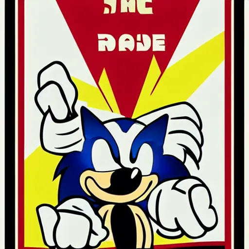 Prompt: sonic the hedgehog poster by shepard fairey