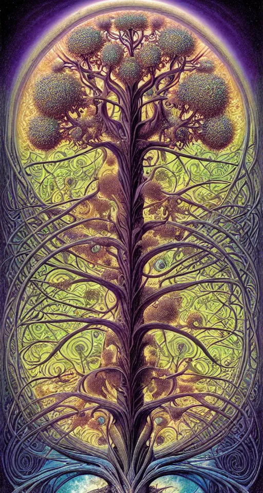 Image similar to tree of life by roger dean and andrew ferez, art forms of nature by ernst haeckel, divine chaos engine, symbolist, visionary, art nouveau, botanical fractal structures, organic, detailed, realistic, surreality