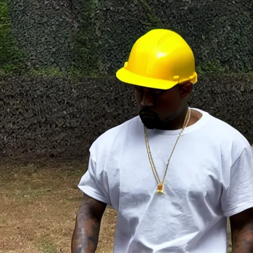 Image similar to photo of kanye west wearing a hard hat